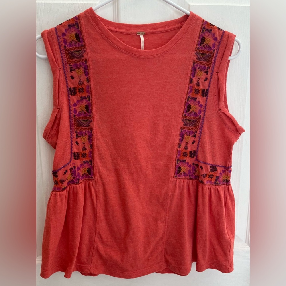 Free People Sleeveless Embroidered Top, Size Small